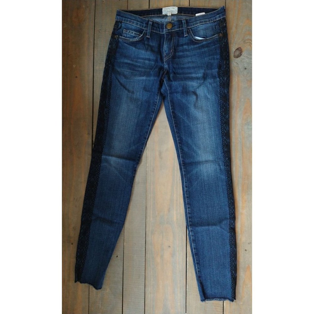 Current Elliot Women’s Jeans Roller Skinny Black Lace Style Leg Accent Sz 27